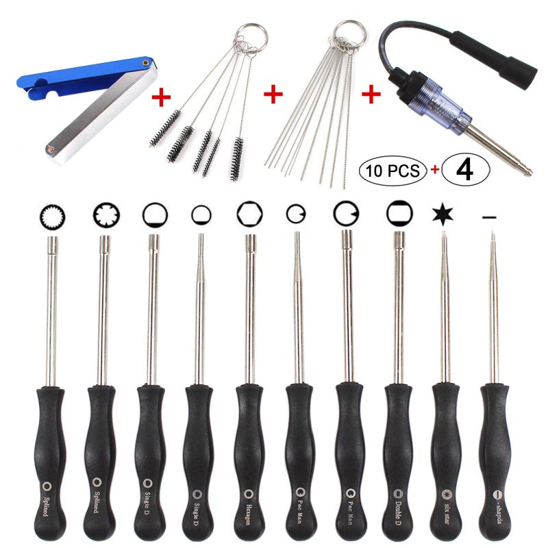 PANGOLIN 10 Pcs Carburetor Adjustment Tool Kit, Carb Adjustment Tool Kit with case, Cleaning Tool and Ignition Spark Tester, Tune-up Adjusting Tool for Common 2 Cycle Carburetor Engine - Image 1